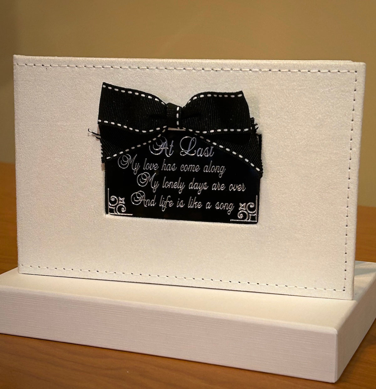 White Photo Album with Black Bow