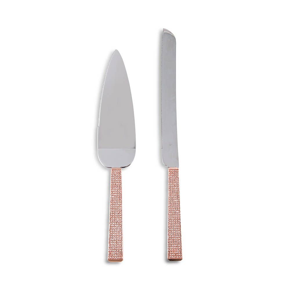 Rose Gold Diamond Glitter Cake Knife & Server