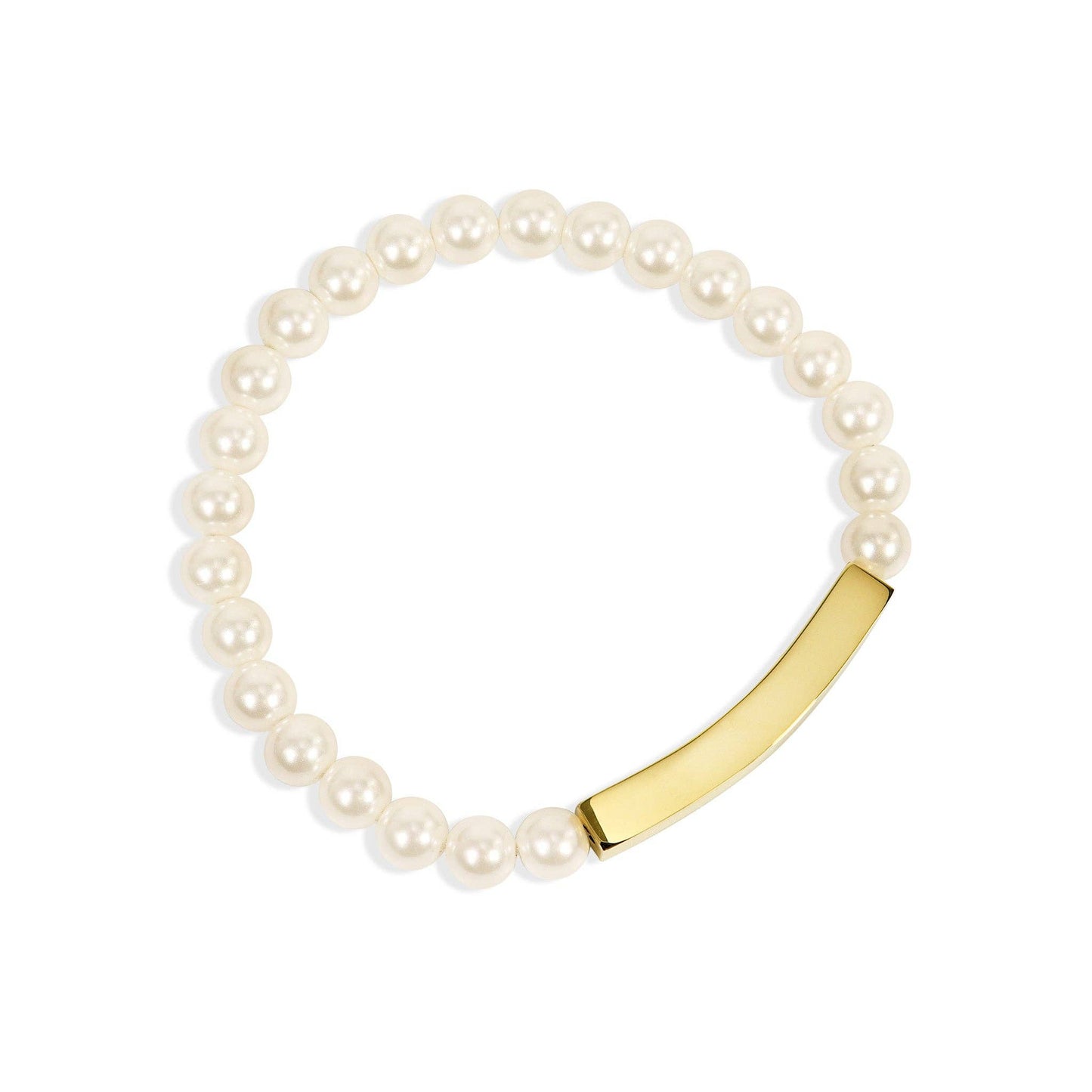 Pearl Curved Gold Bar Stretch Bracelet