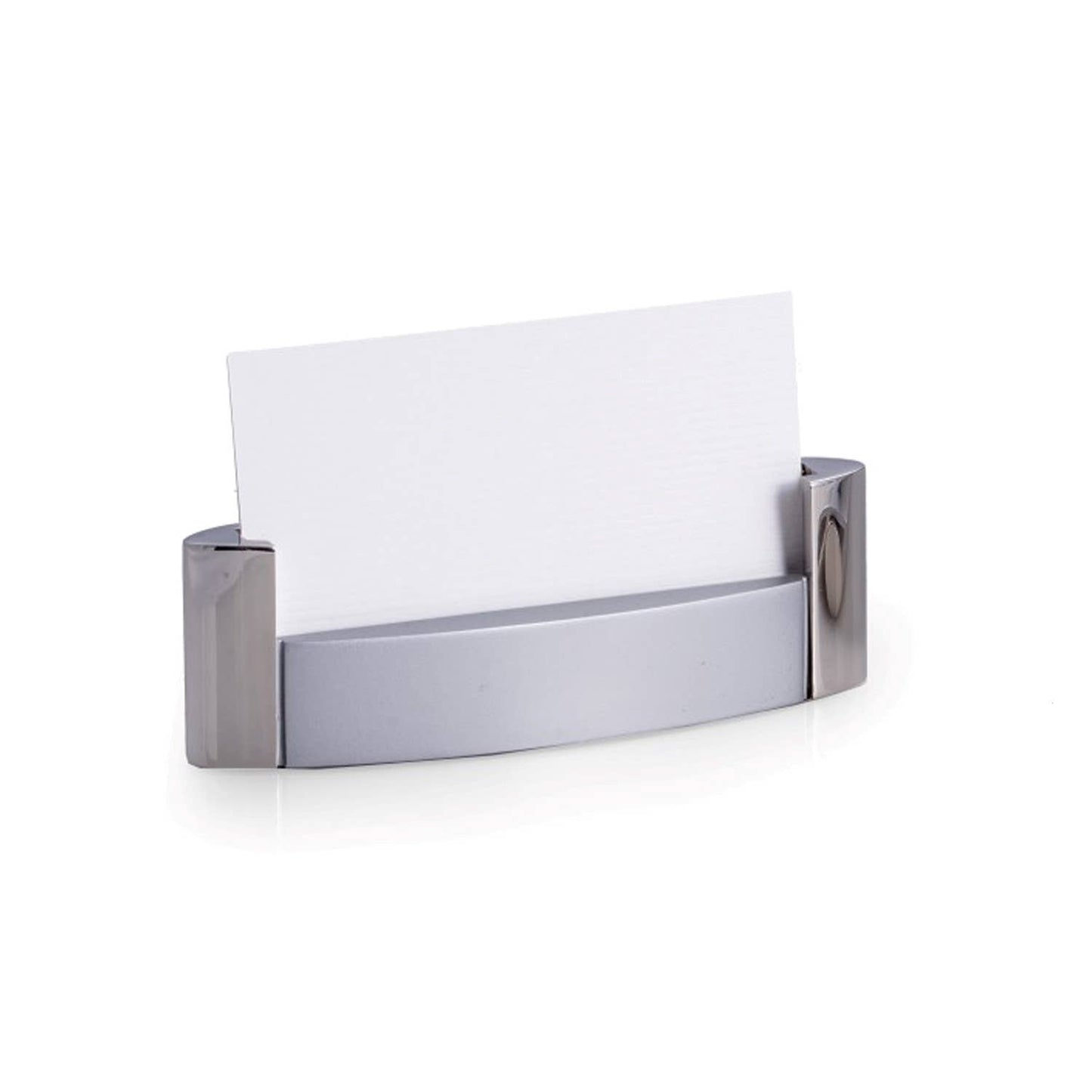 Shiny & Satin Finish Silver Plated Business Card Desk Holder