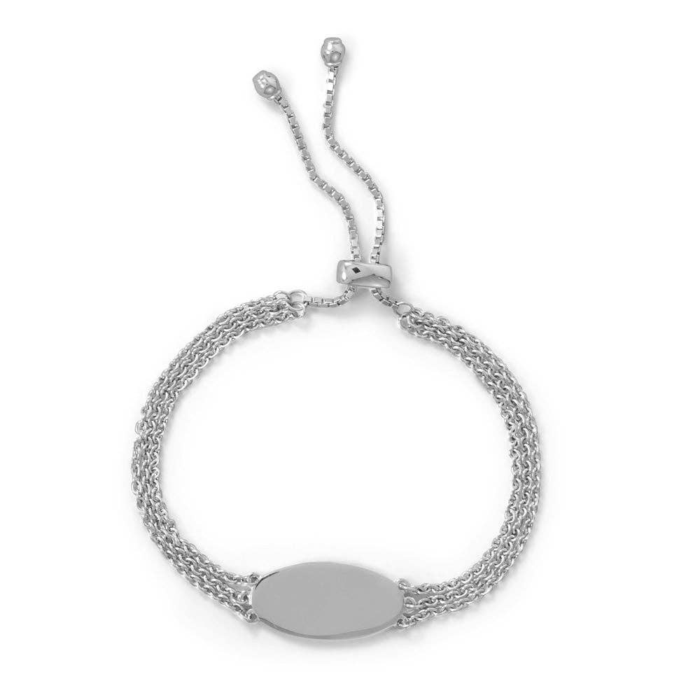3 Strand Rhodium Plated Sterling Silver Bolo Bracelet