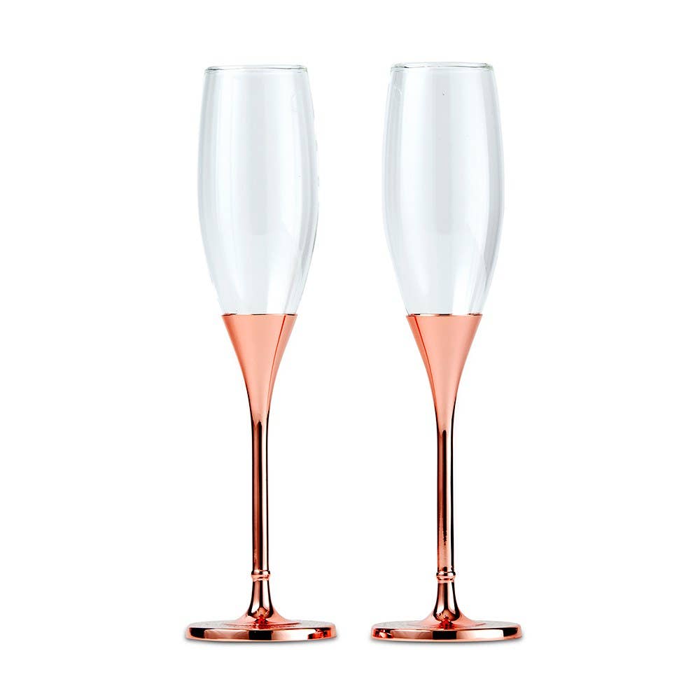 Rose Gold Diamond Glitter Champagne Flutes