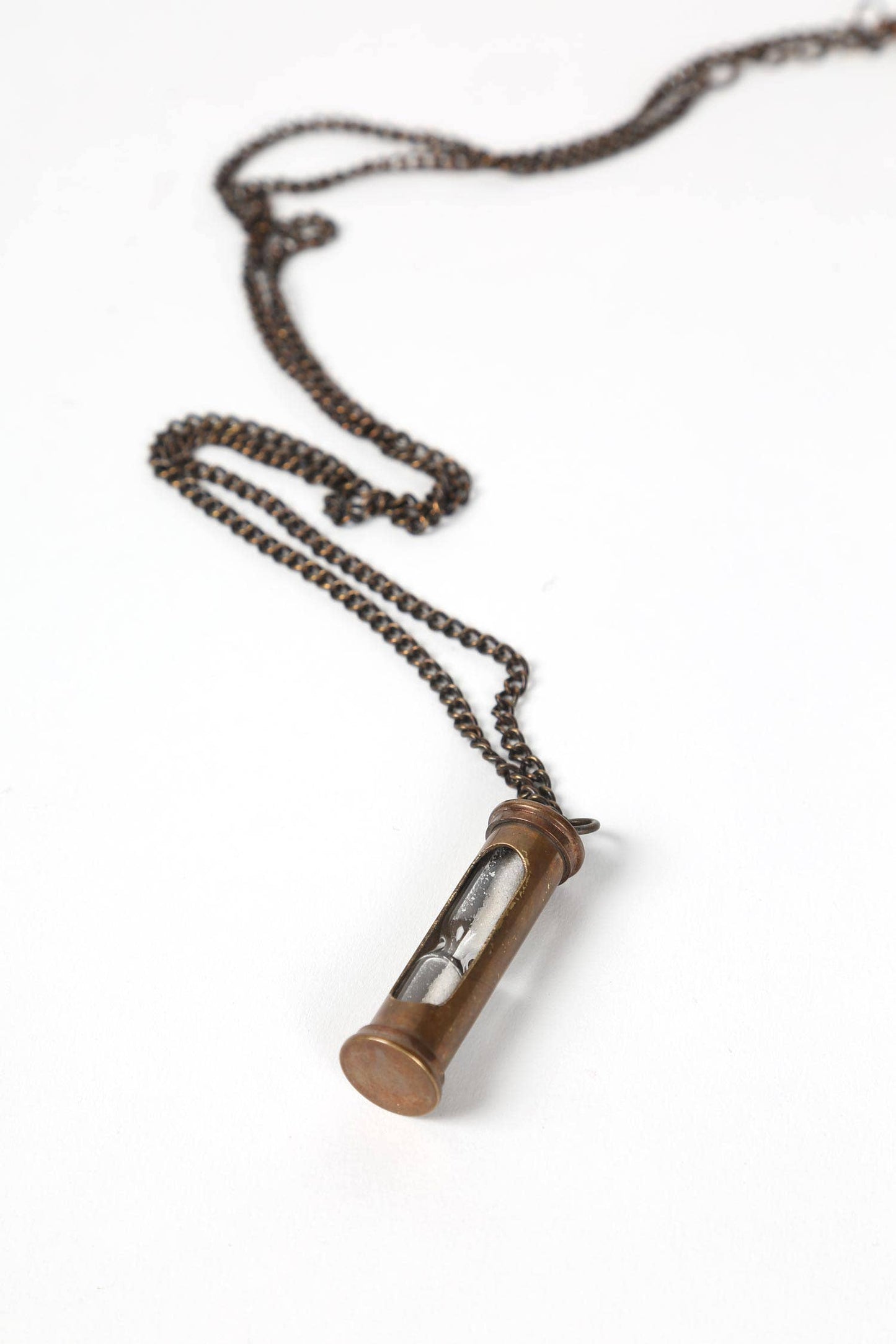 Antiqued Brass Hourglass Necklace