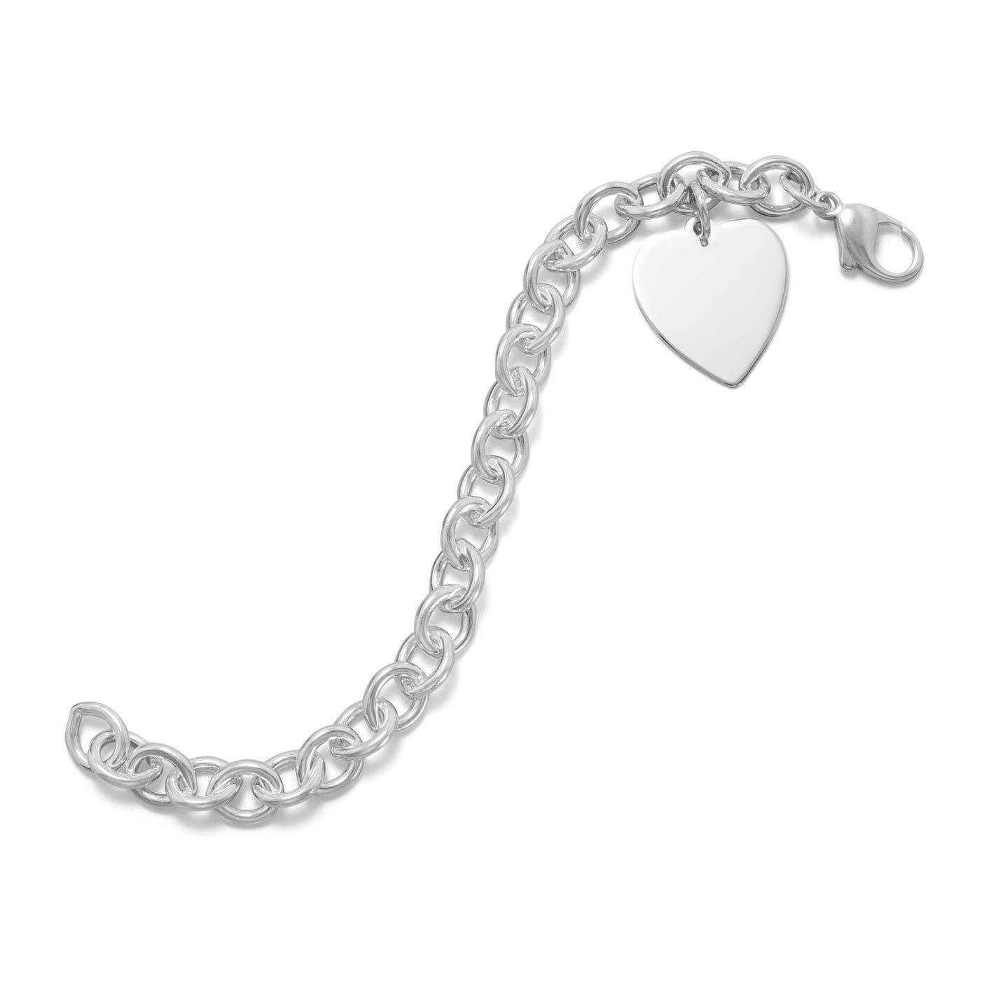 Sterling Silver Chain Bracelet with Heart Tag