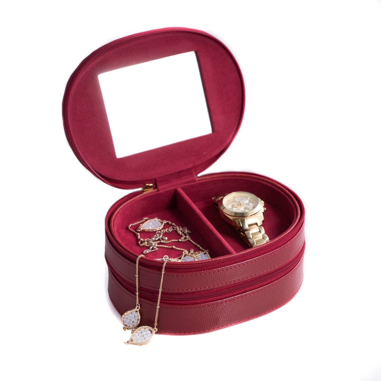 Red "Lizard" Leather Jewelry Case