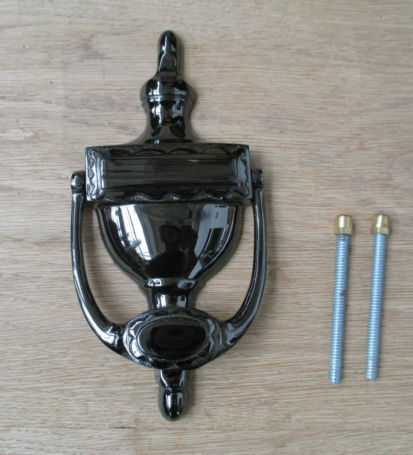 Urn Door Knocker Polished Black Nickel