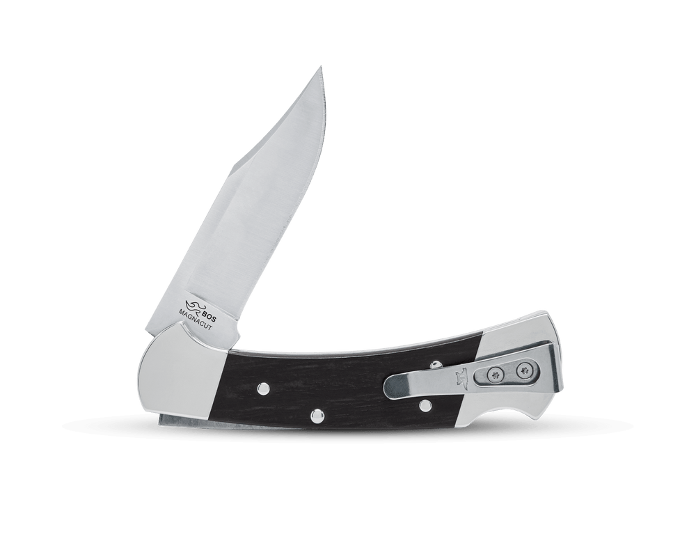 Buck 112 Ranger Slim Elite Heritage Knife Ebony Handle with Nickel Silver Bolsters