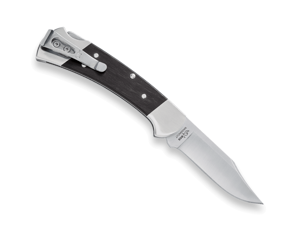 Buck 112 Ranger Slim Elite Heritage Knife Ebony Handle with Nickel Silver Bolsters