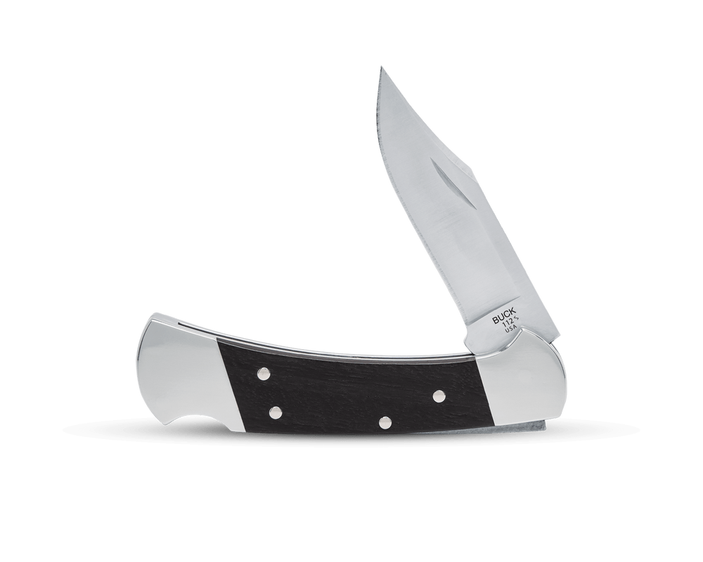 Buck 112 Ranger Slim Elite Heritage Knife Ebony Handle with Nickel Silver Bolsters