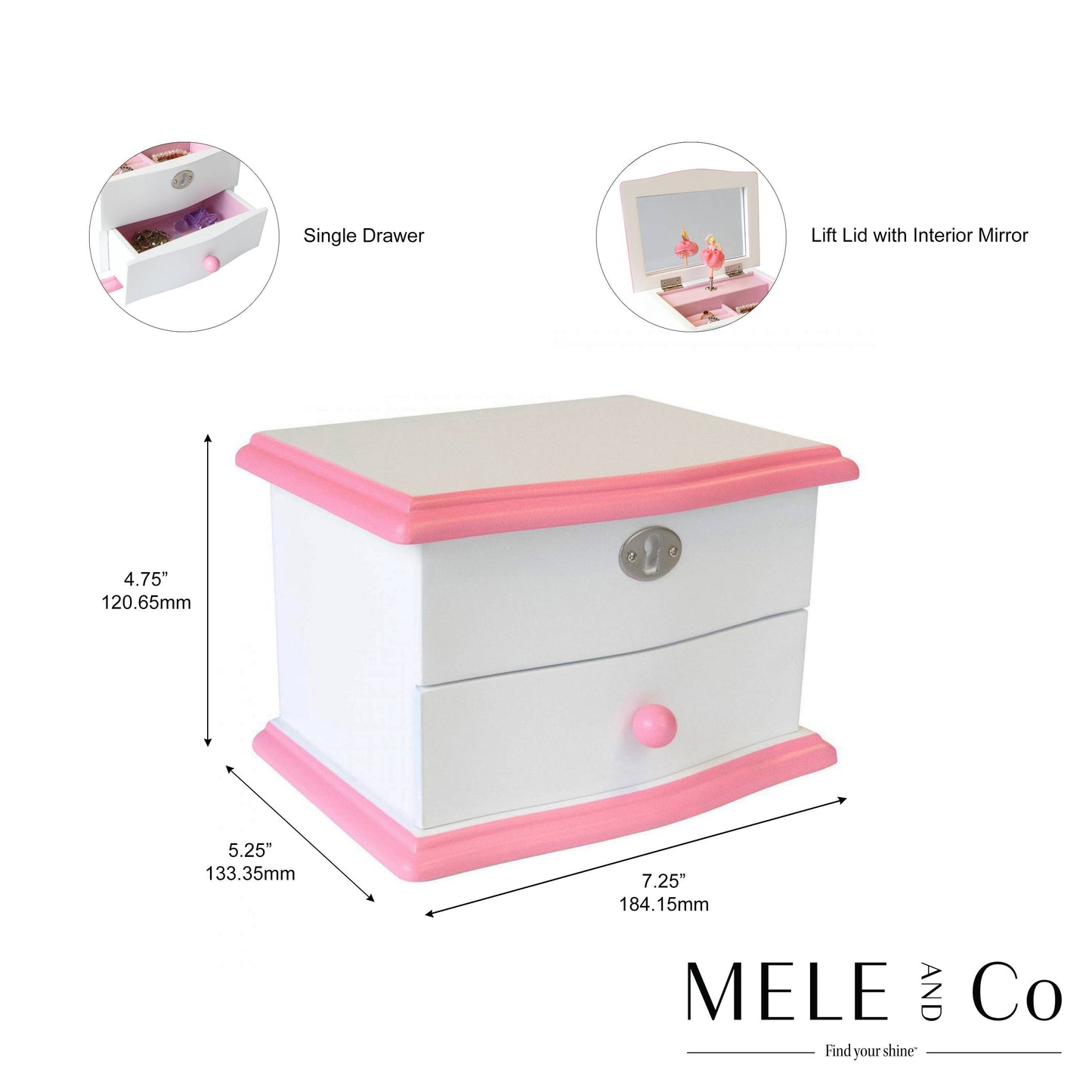 Mele & Co. "Katie" Girls Wooden Ballerina Music Jewelry Box