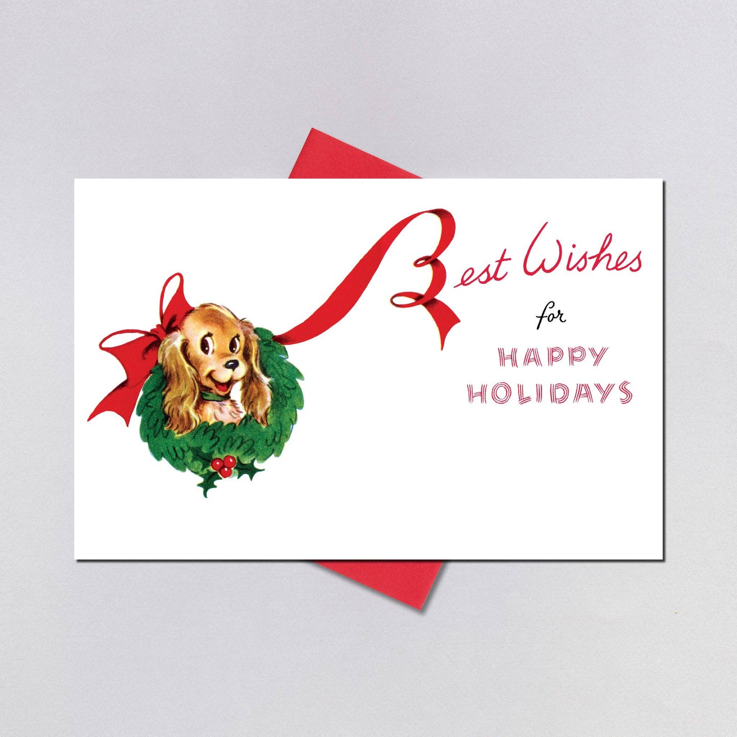 Spaniel with Presents Christmas Greeting Card