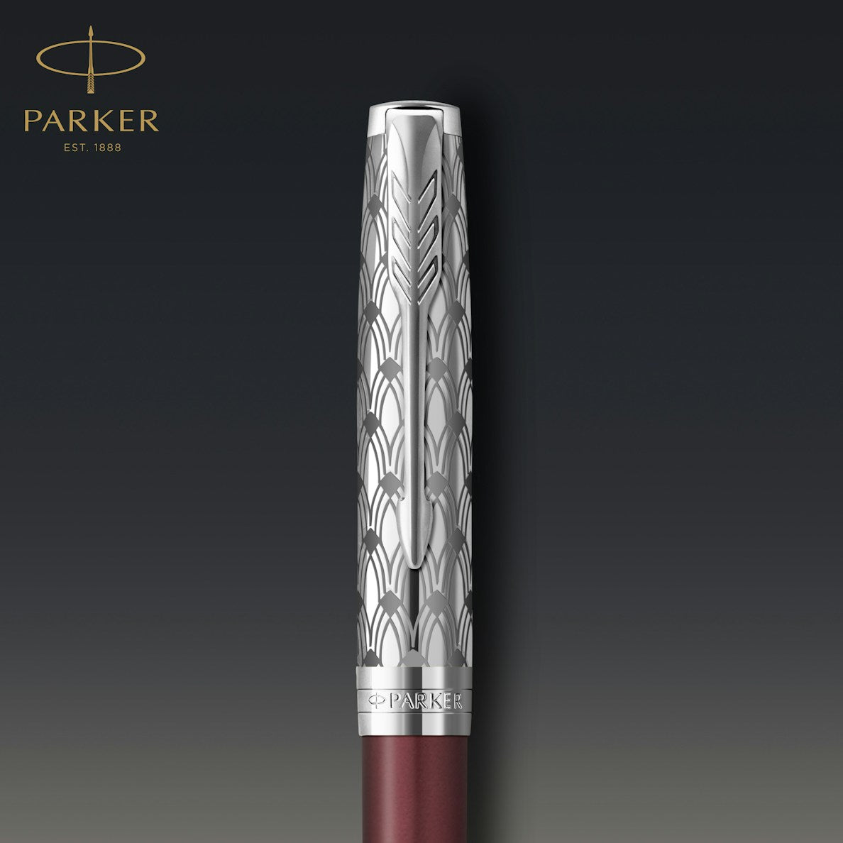 Parker Sonnet Premium Red Satin with Silver Trim Deco Ballpoint Pen