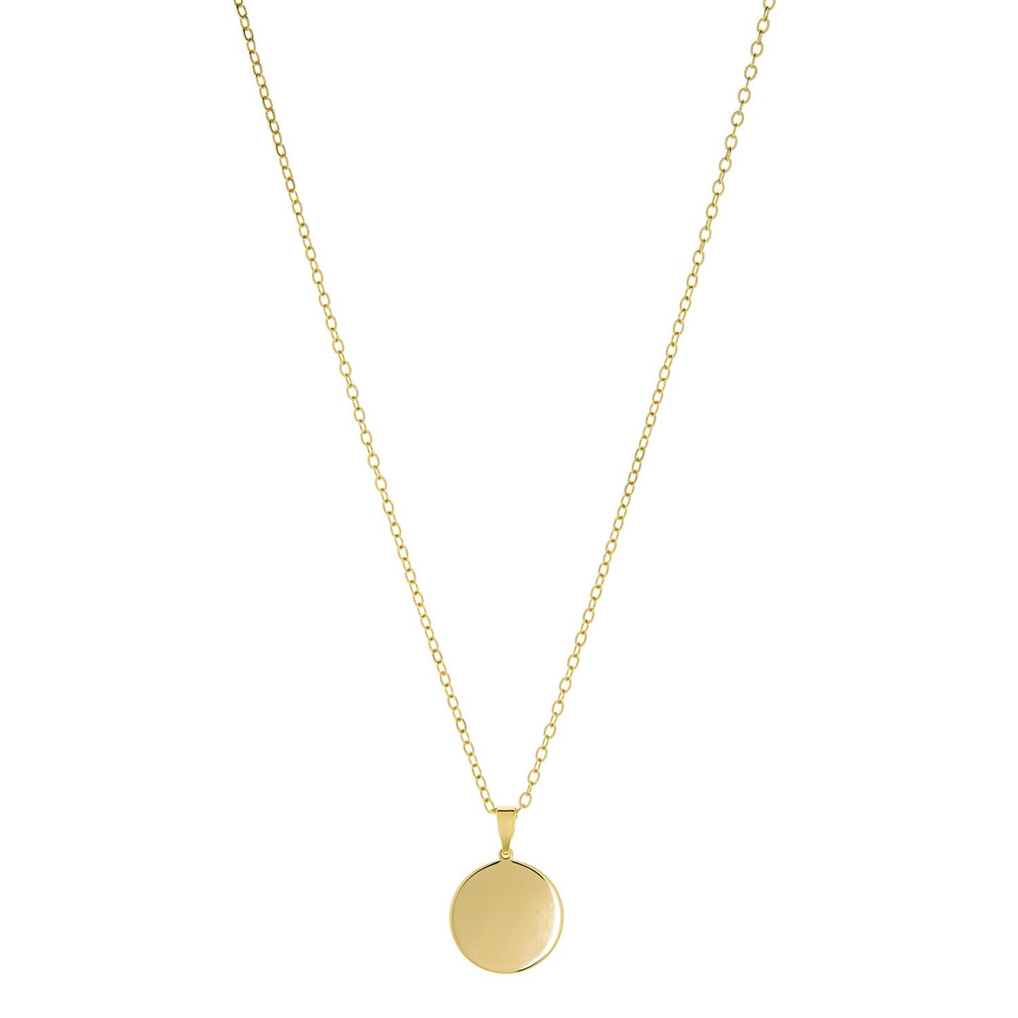 Sterling Silver or Gold Plated Plain Round Pendant Necklace