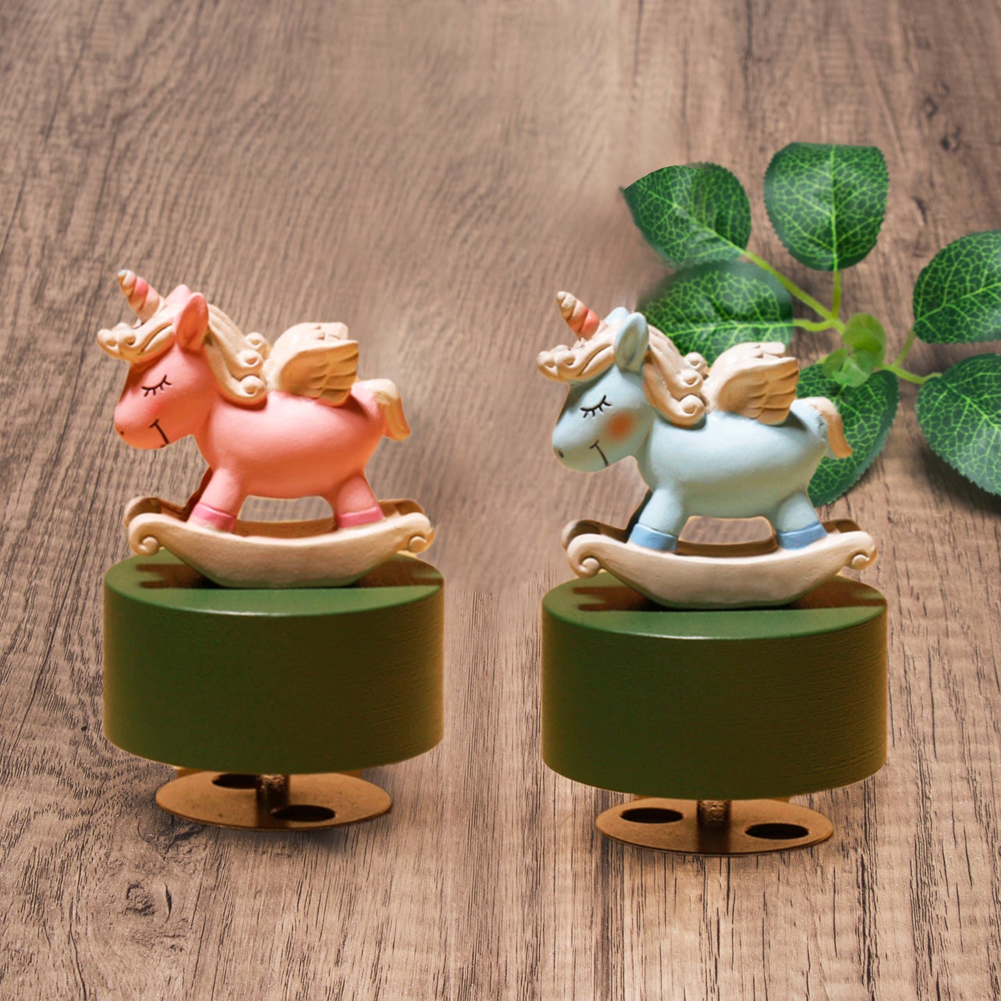 Handcrafted Wind-Up Wooden BlueUnicorn Music Box