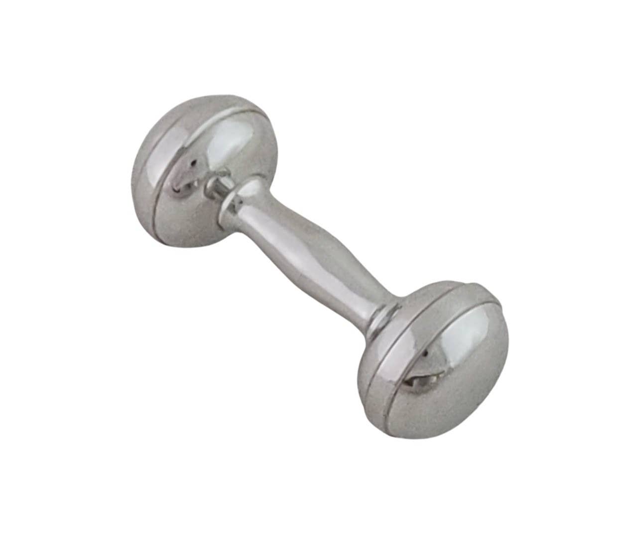 Quality Dumbbell Baby Rattle Polished Pewter Made in England