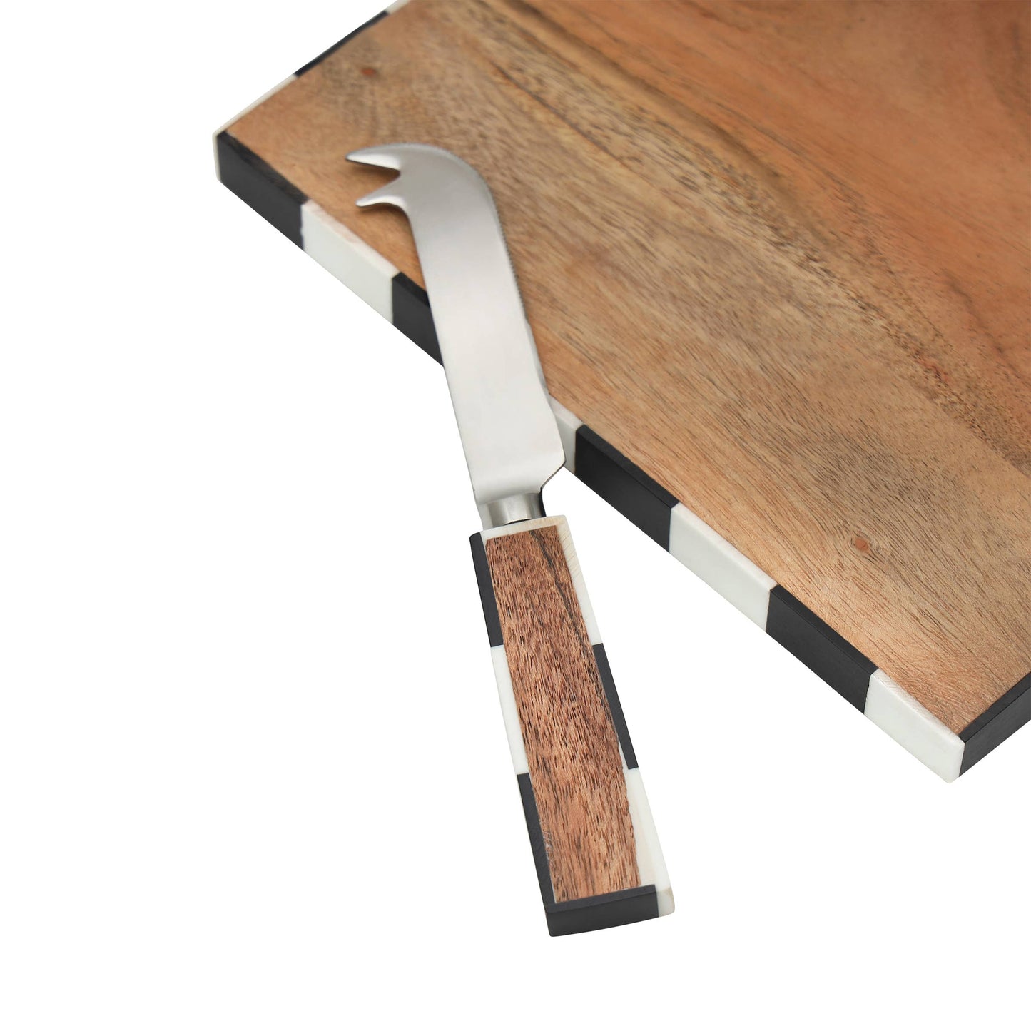 Checker Print Wood Cheese Board & Cheese Knife