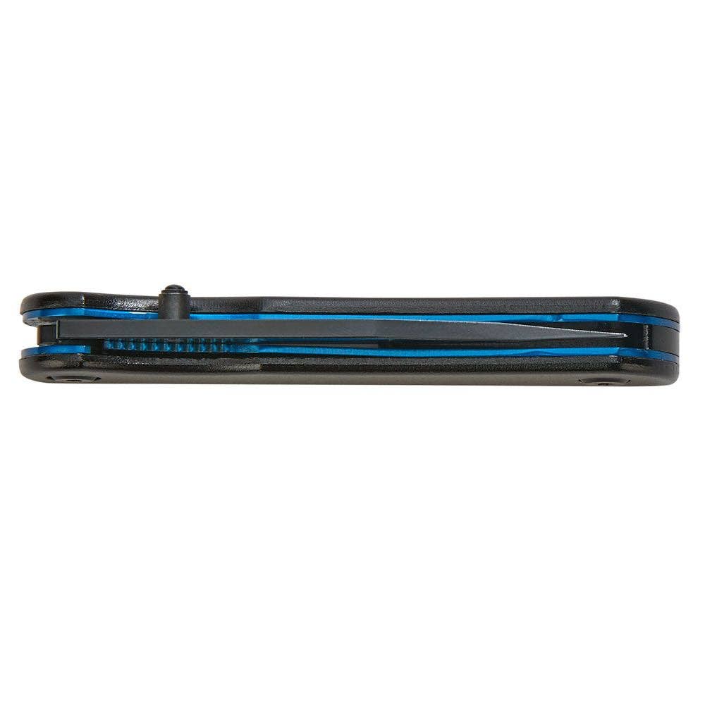Black Pocket Knife With Blue Accents