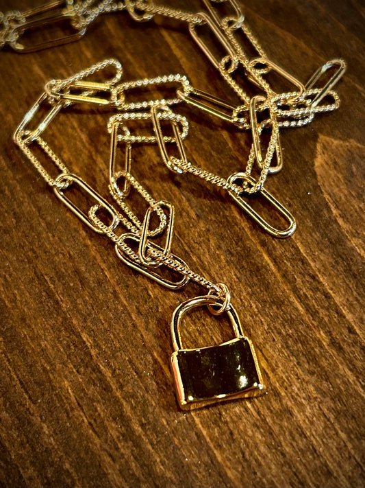 14k Gold Filled Padlock Necklace