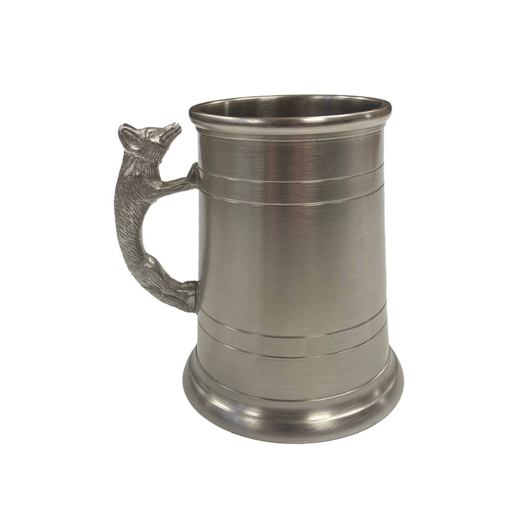Pewter Tankard Mug with Fox Handle