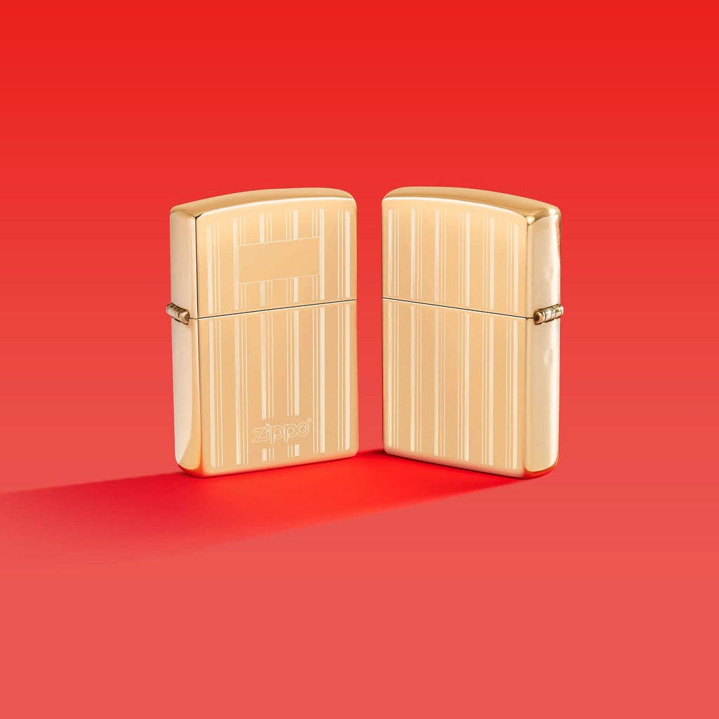Zippo Classy Zippo Logo Pinstriped Design High Polish Brass Windproof Lighter