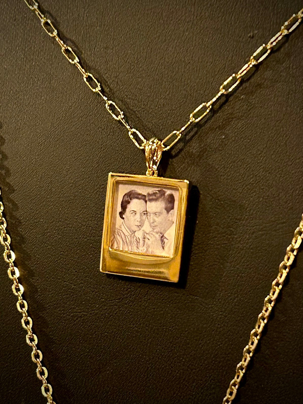 Gold Polaroid Photo Charm Locket Necklace