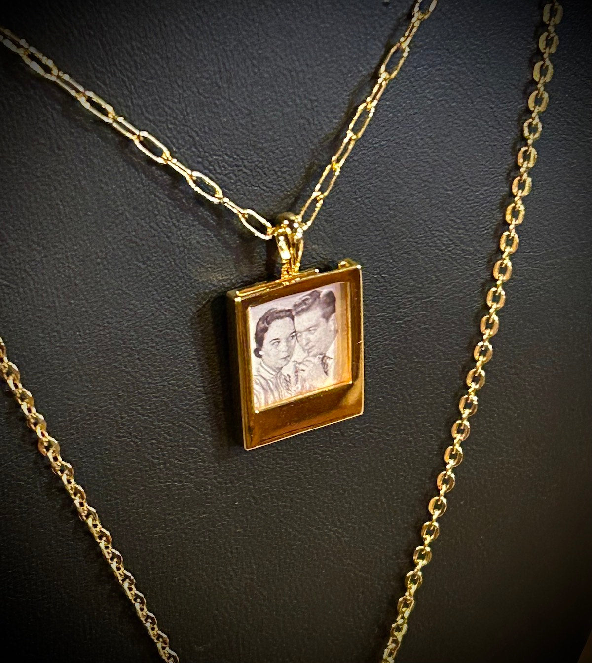 Gold Polaroid Photo Charm Locket Necklace