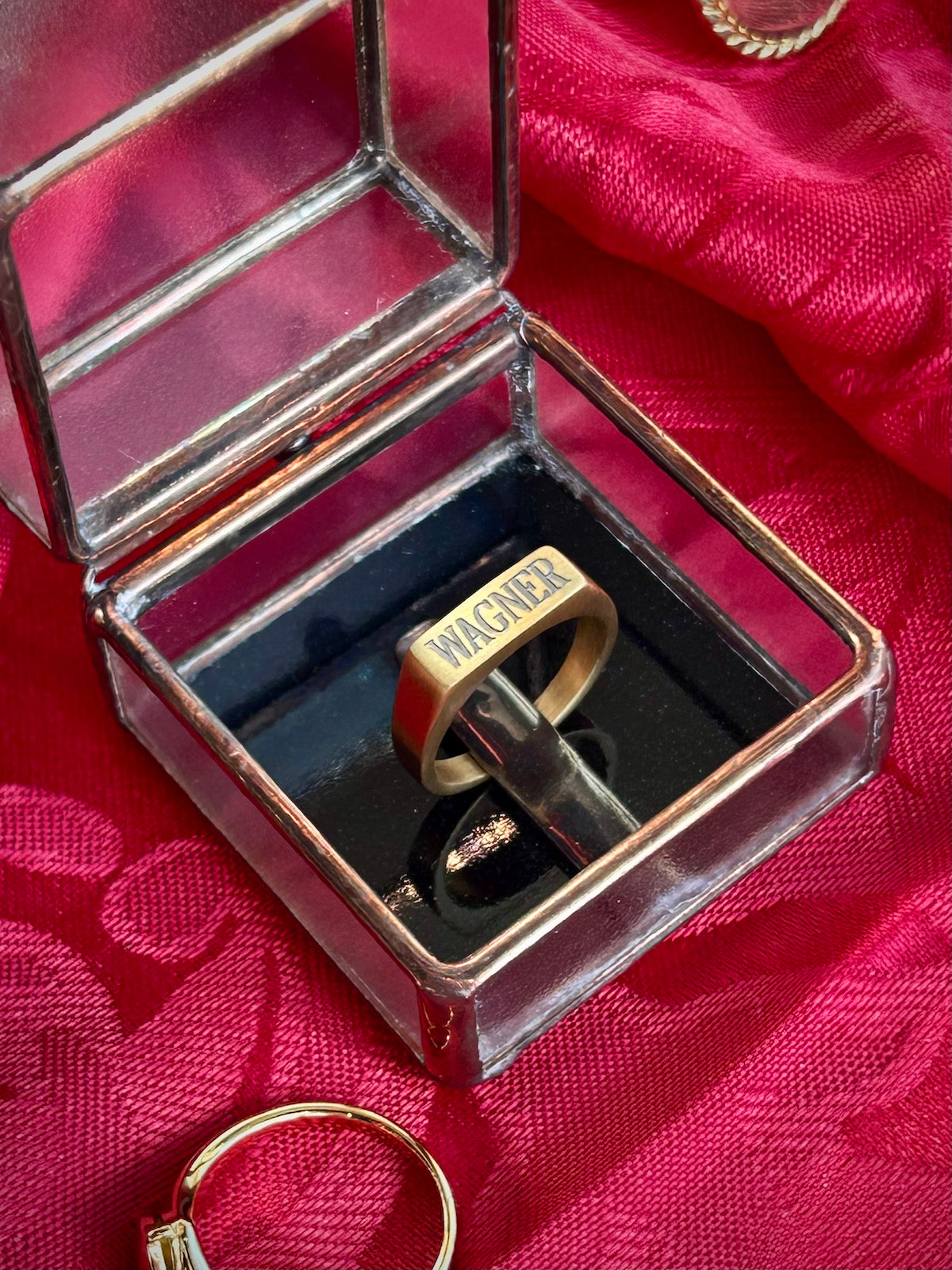 18k Gold PVD Coated Stainless Steel Horizontal Signet Ring