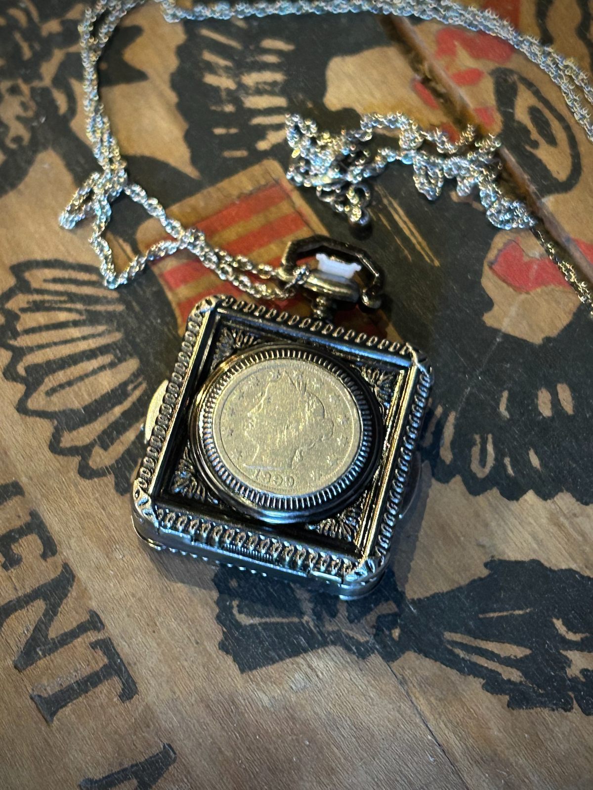 1800's Liberty Nickel Coin Pocket Watch Pendant Necklace