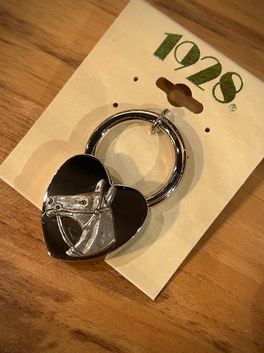 1928 Jewelry Heart And Horse Head Key Ring