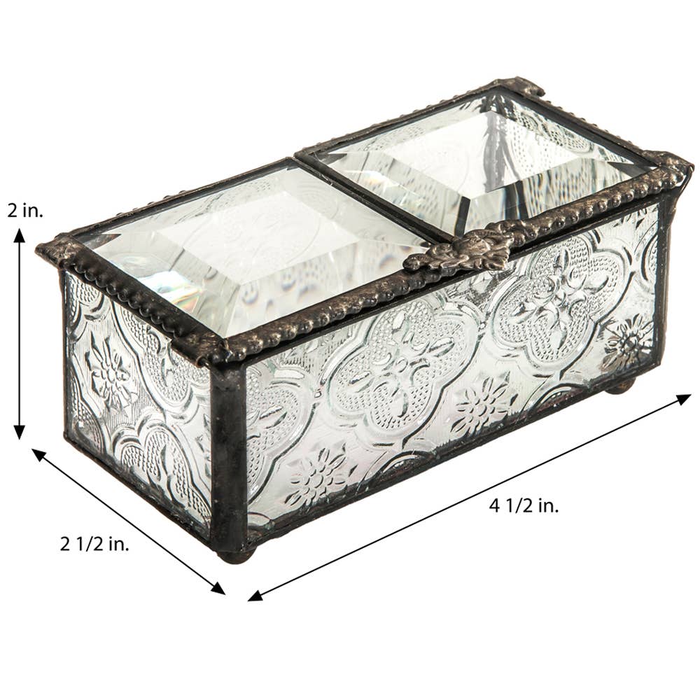 Clear Vintage Style Stained Glass Keepsake Decorative Box