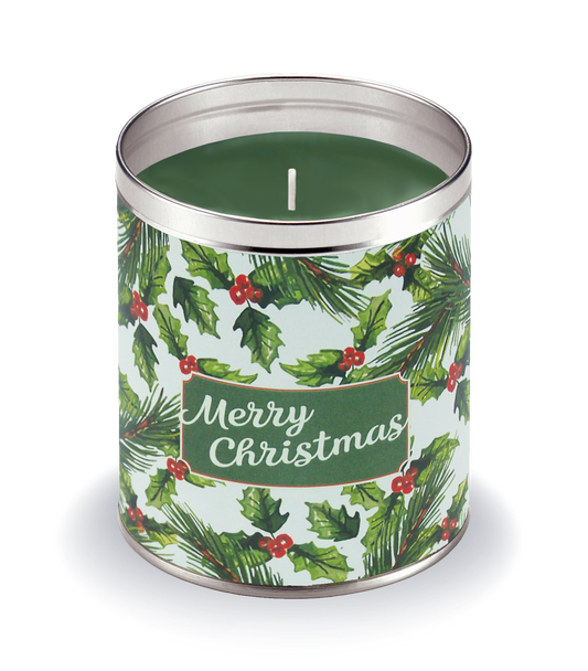 Merry Christmas Holly Candle: Famous Pine Scent