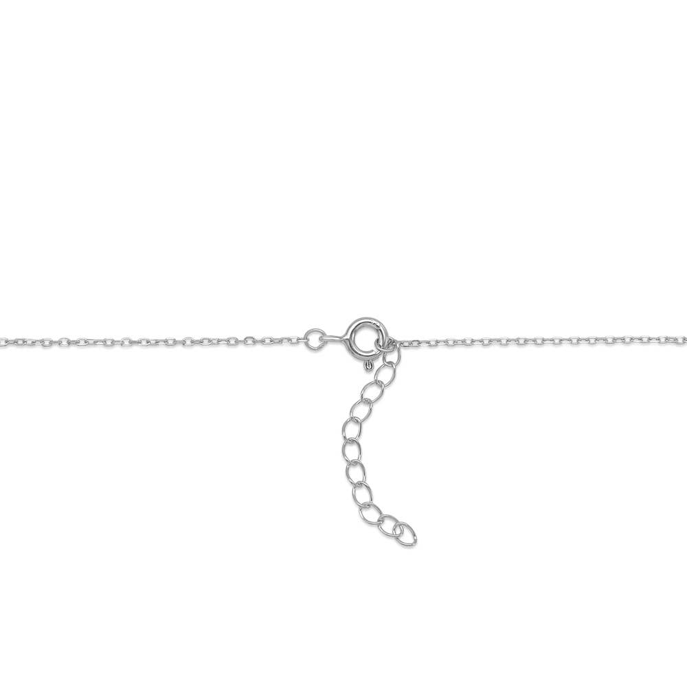 Sterling Silver Petite Heart Necklace with Simulated Diamond