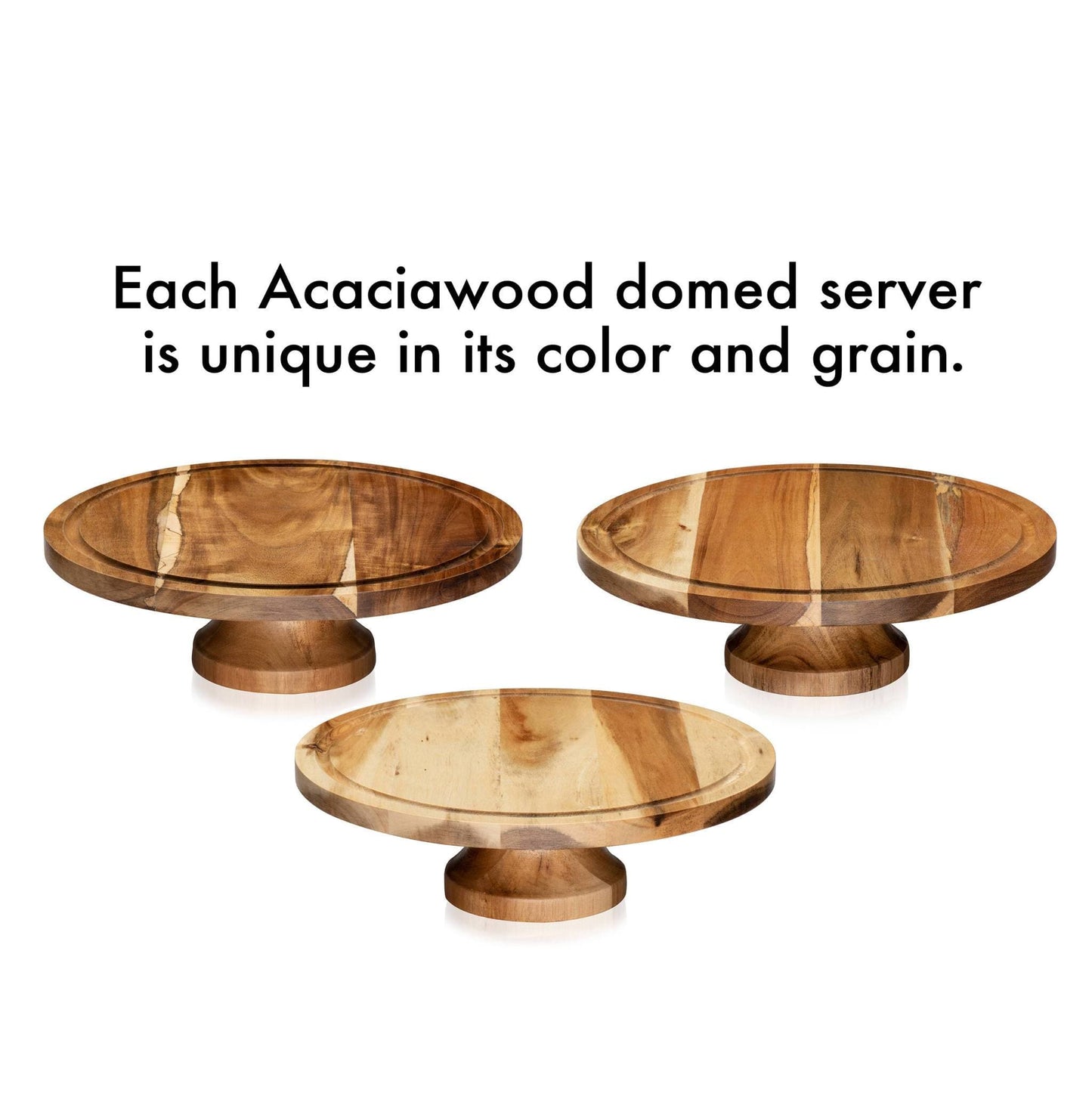 Libbey Acaciawood Footed Wood Cake Stand with Glass Dome