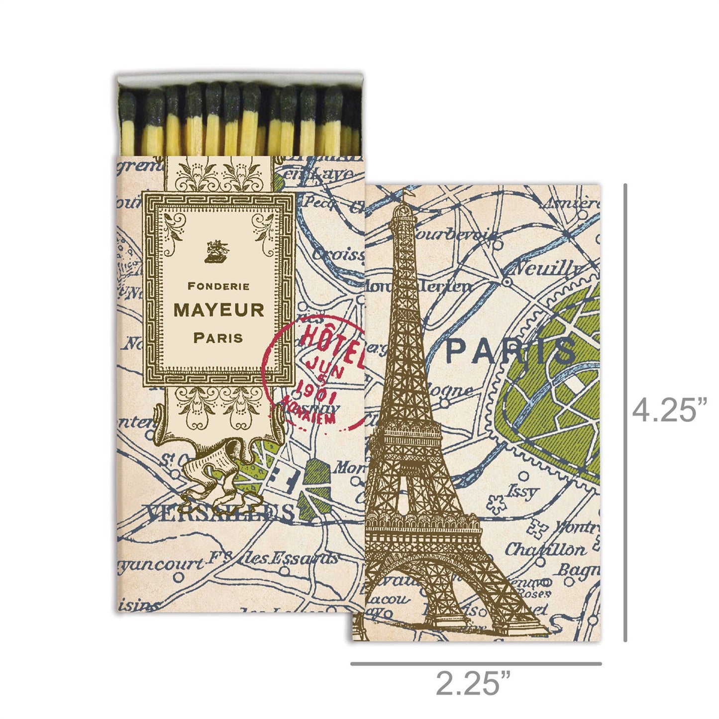 Vintage Map of Paris Match Box