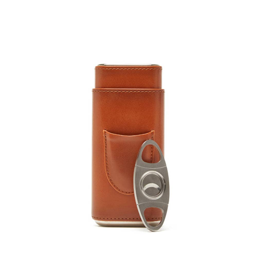 Ashton 3 Cigar Leather Case with Cutter