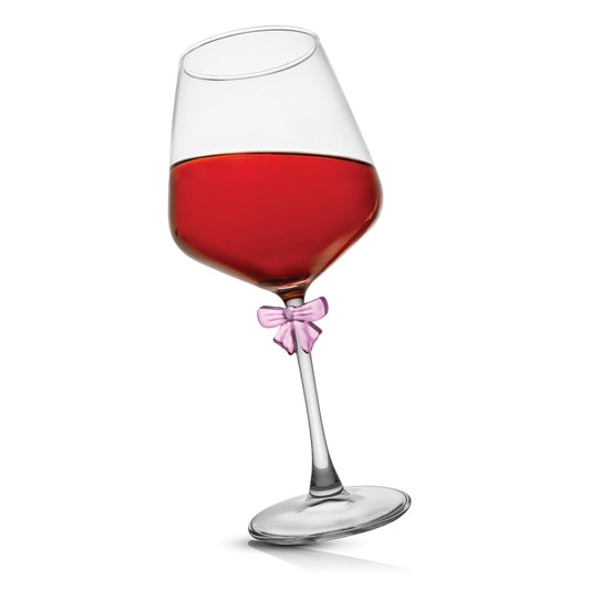 Godinger Coquette Pink Bow Crystal Red Wine Glass