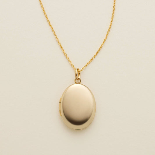 Gold Filled Sterling Silver Oval Locket Necklace]