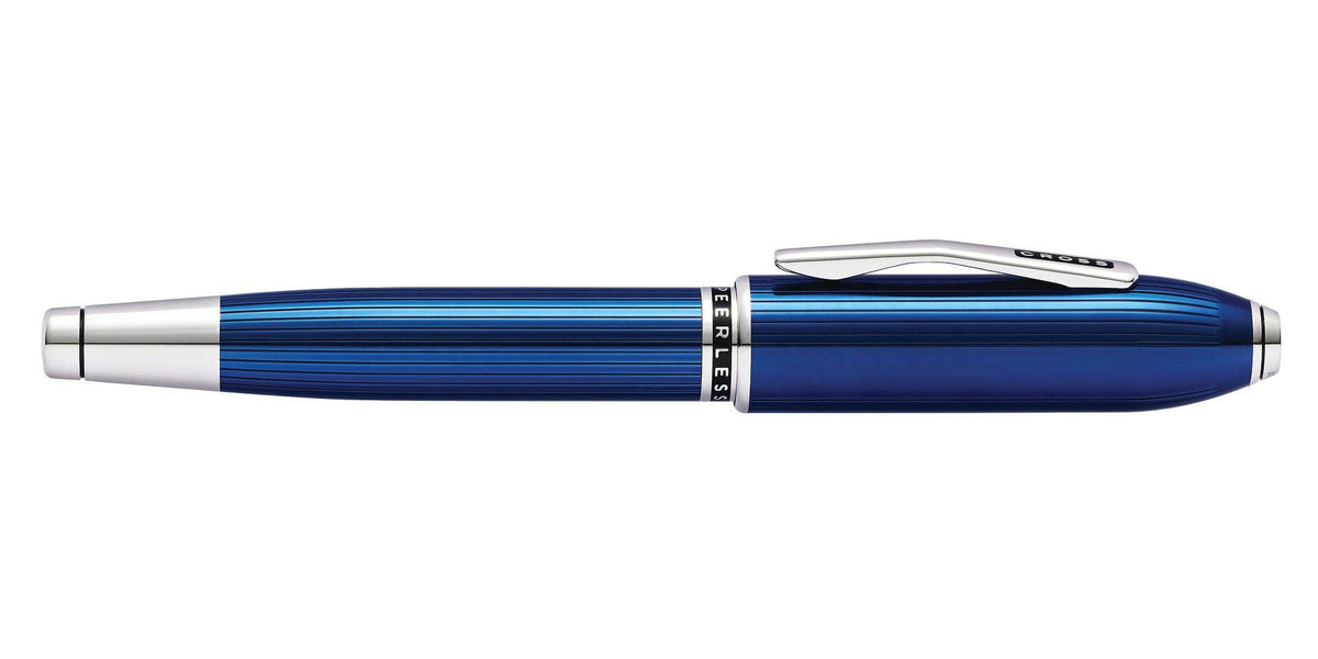 Cross Peerless™ Translucent Quartz Blue Engraved Lacquer Platinum Plated Appointments Rollerball Pen