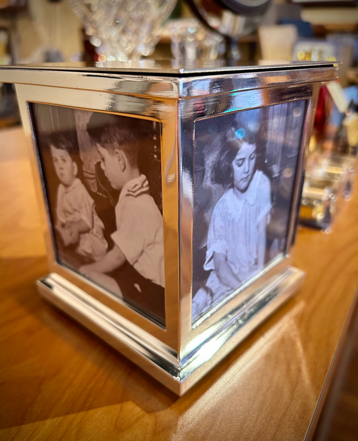 Silver Plated Photo Cube Keepsake Box