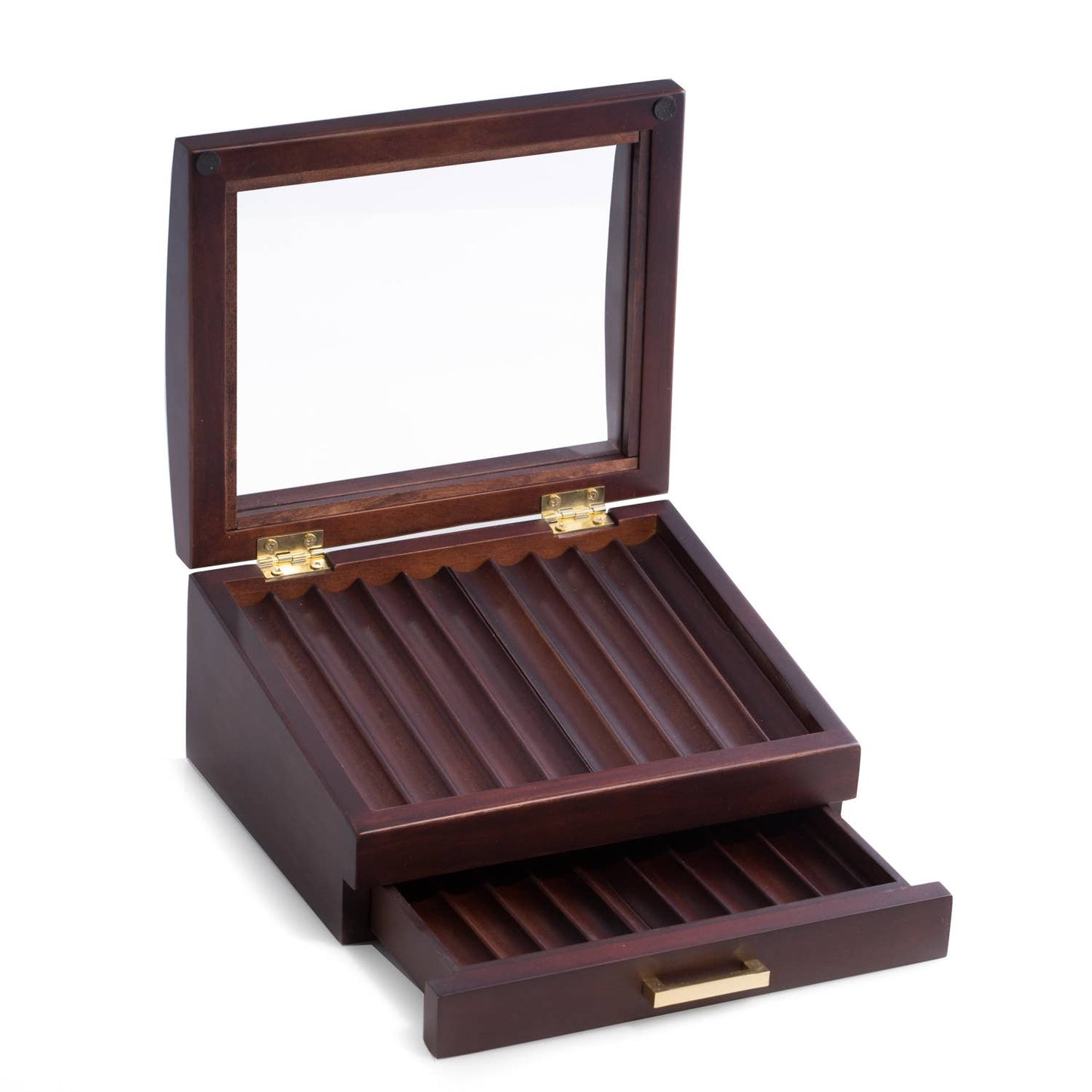 Walnut Wood 2 Tier Pen Case Box