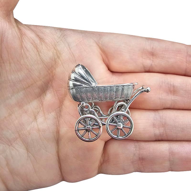 Sterling Silver Baby Carriage Trinket Box