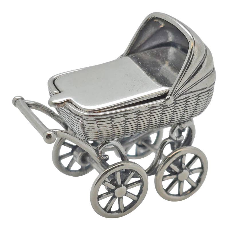 Sterling Silver Baby Carriage Trinket Box