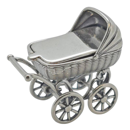 Sterling Silver Baby Carriage Trinket Box