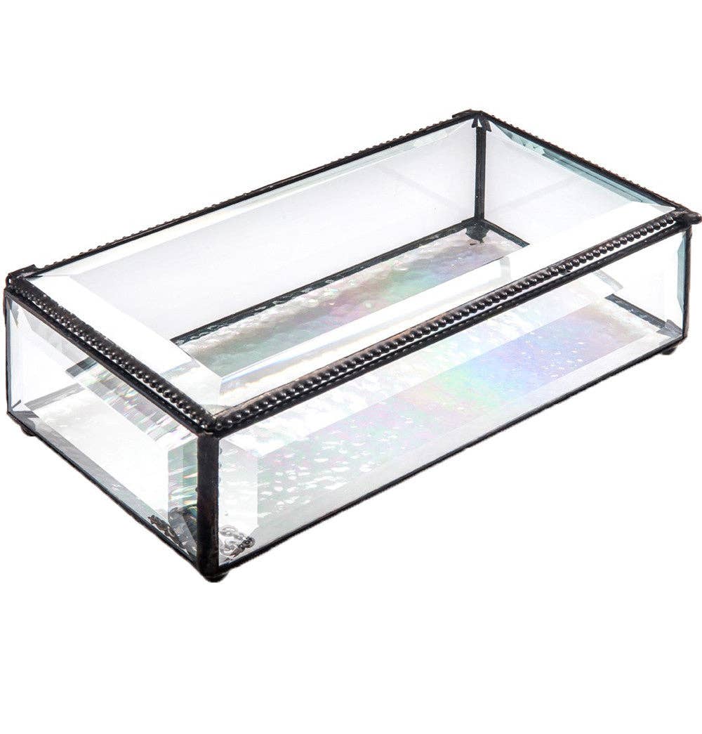 Beveled Glass Keepsake Box with Hinged Lid