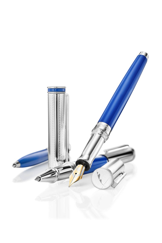Waldmann Edelfeder Sterling Silver Marina Blue Lacquer Rollerball Pen