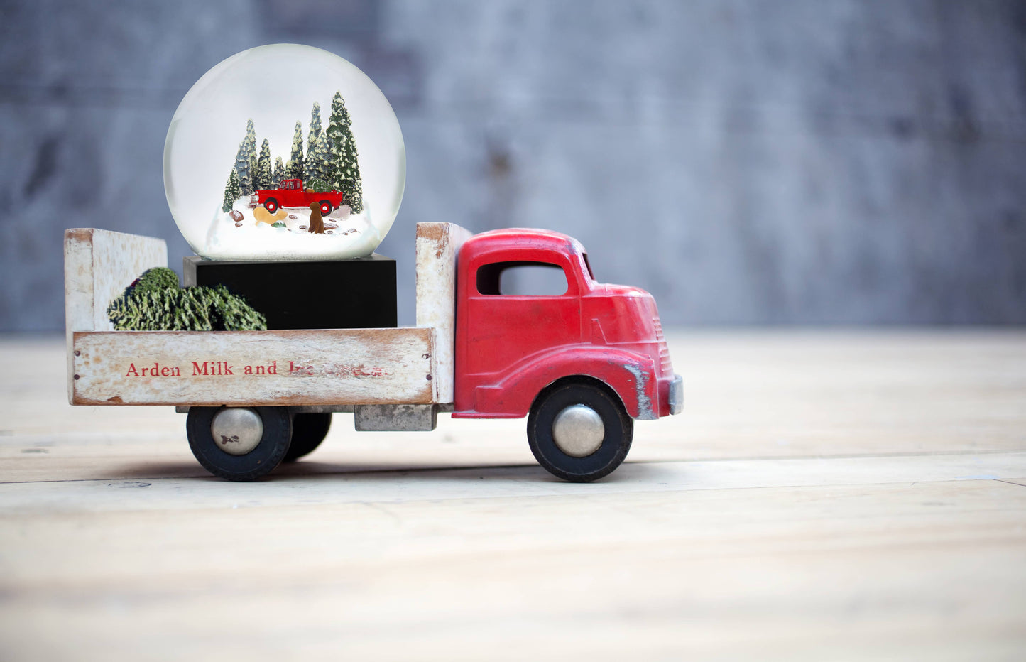Red Truck with Dogs Snow Globe