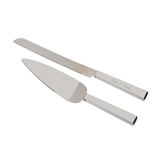 White Enamel Handle Cake Knife & Server Set