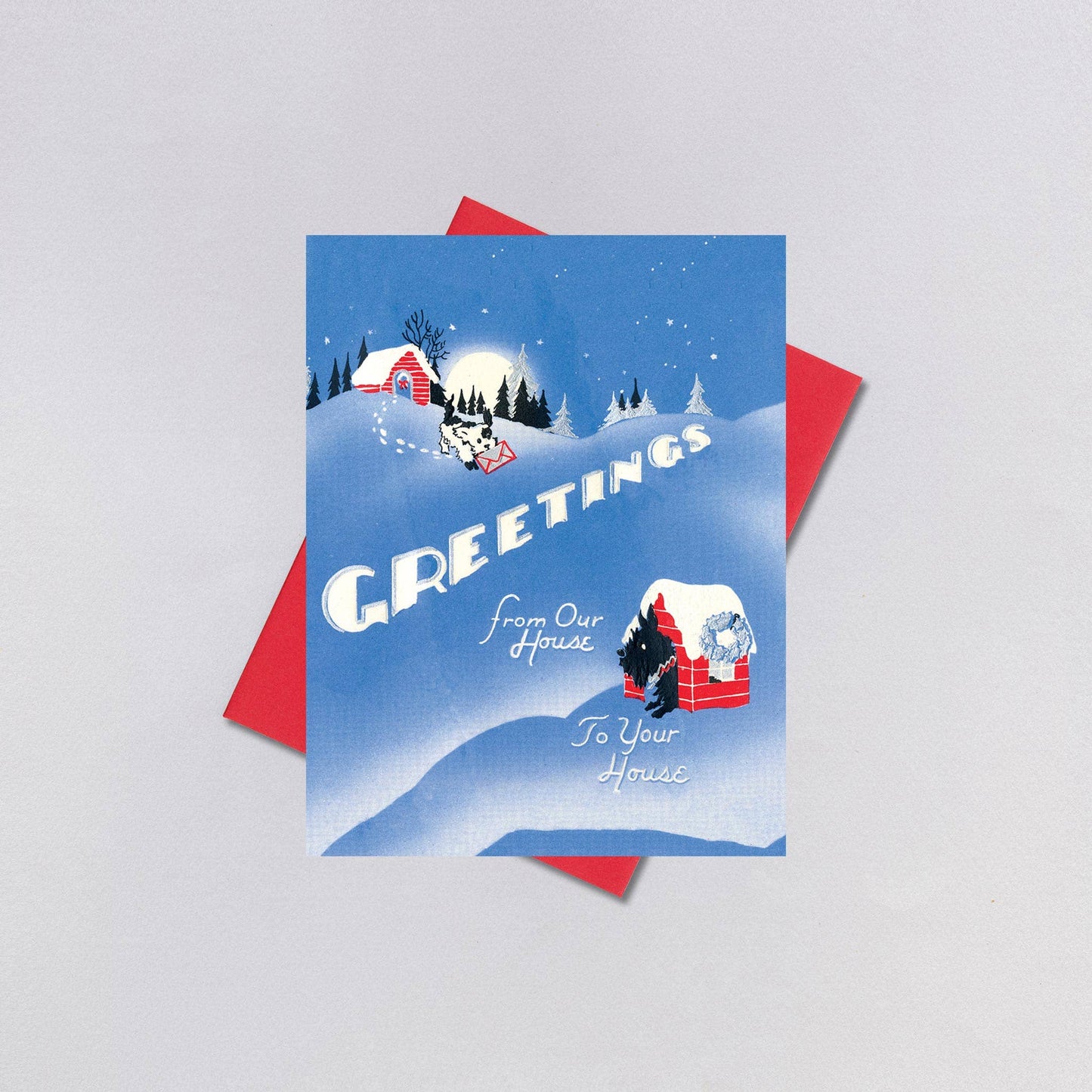 Scotties Greeting Retro Christmas Greeting Card