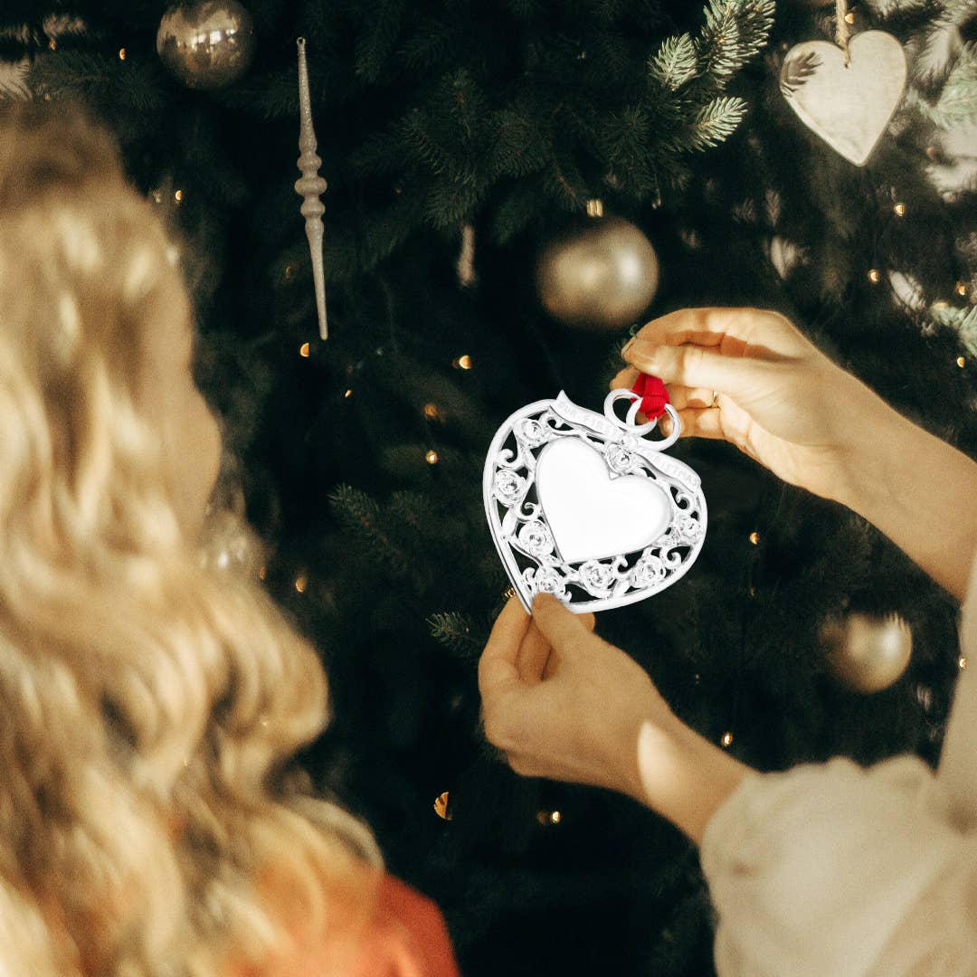 "Our First Christmas" Silver Heart Ornament