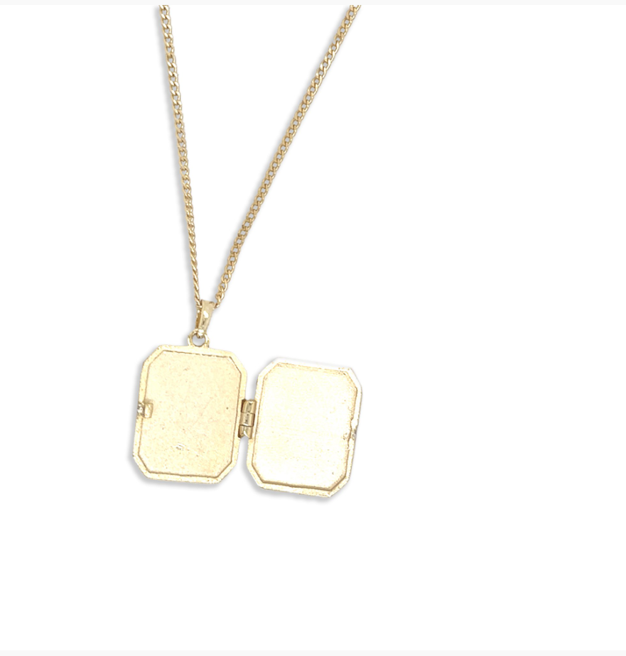 Shining Gold Vermeil & Mother of Pearl Book Locket Necklace